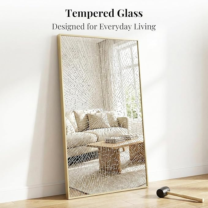 55"x30" Gold Bathroom Mirror, Metal Framed Vanity Mirror - Image 6