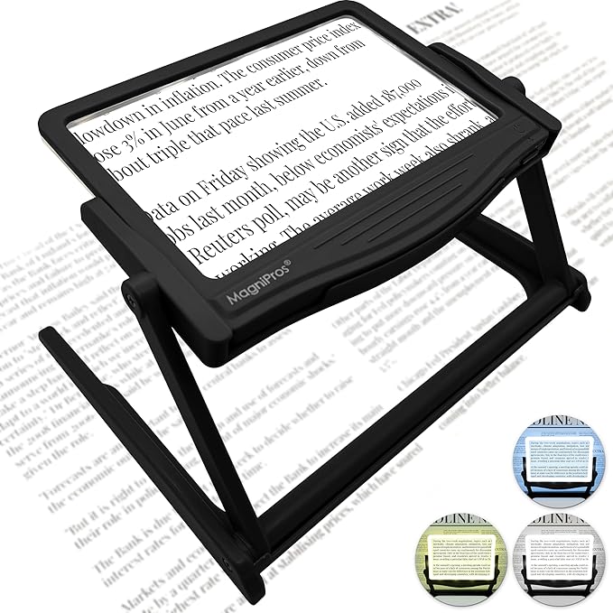 MAGNIPROS Patented 5X Large LED Page Magnifier by MagniPros