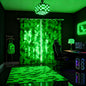 Green Pixelated Miners Curtains for Boys Kid Teens Bedroom Decor,Video Games Window Curtain,Cartoon Gamepad Blackout Window Treatment Curtain Modern Geometric Check Window Drapes,2 Panels,42Wx90L