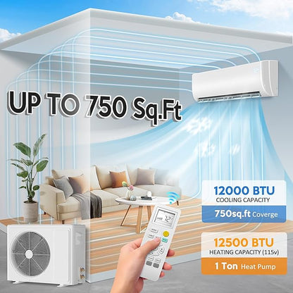 12000 BTU Mini Split Air Conditioner ＆ Heat Pump, 110V/120V Wall Mount Ductless - Image 2