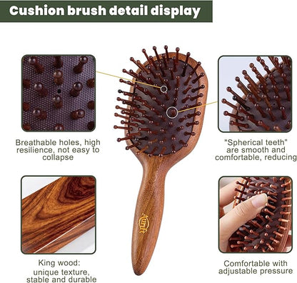4-in-1 Wooden Gua Sha Facial Tools & Hair Detangler Brush Set – Manual Guasha - Image 5