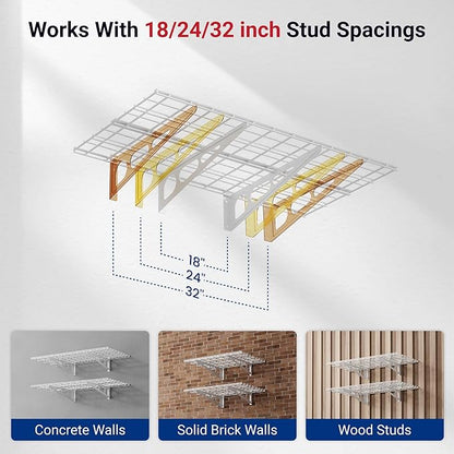 FLEXIMOUNTS 4-Pack 2x4ft 24-inch-by-48-inch Wall Shelf Garage Storage Rack Wall - Image 3