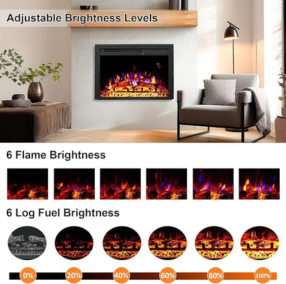 23.6 Inch Electric Fireplace Insert, Recessed Electric Fireplace Heater - Image 2