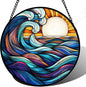 DASTOLL Stained Glass Window Hanging, Big Wave Sun Suncatcher Diamond Glass by DASTOLL