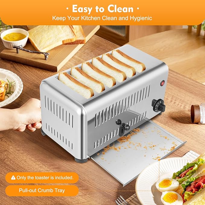 6 Slices Toaster, 1680W Commercial Bread Baking Machine - Image 5