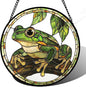 DASTOLL Stained Glass Window Hanging, Frog Green Leaf Sun Catchers Colorful by DASTOLL