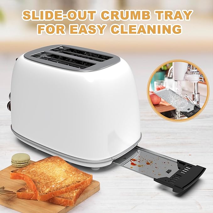 Toaster 2 slice, Retro Stainless Steel Toaster - Image 6