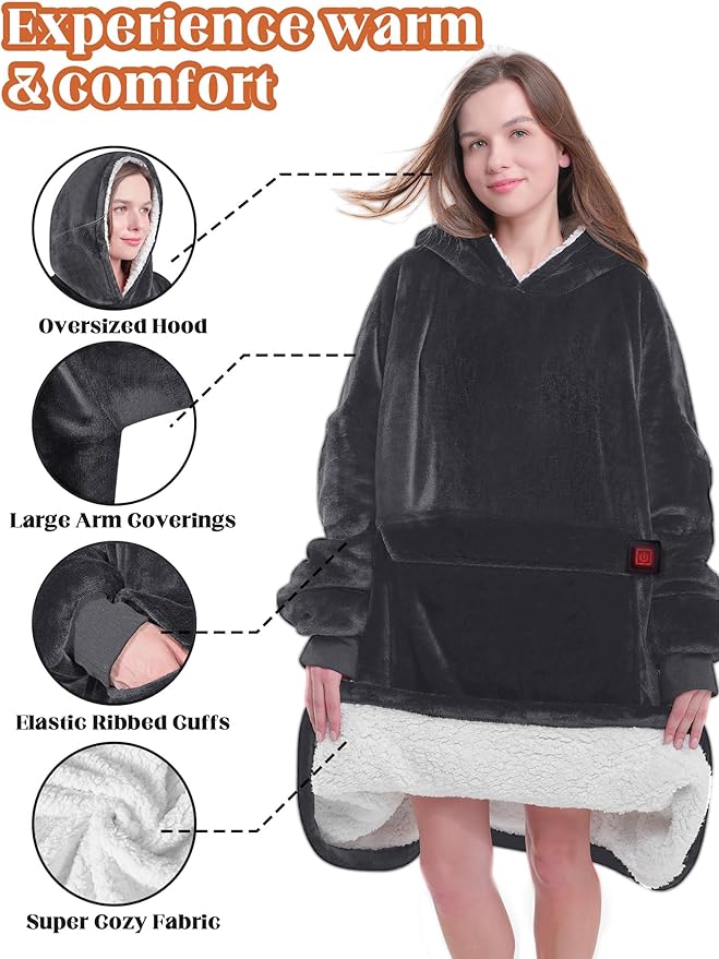 MAXEVE Heated Wearable Blanket Hoodie - Image 3