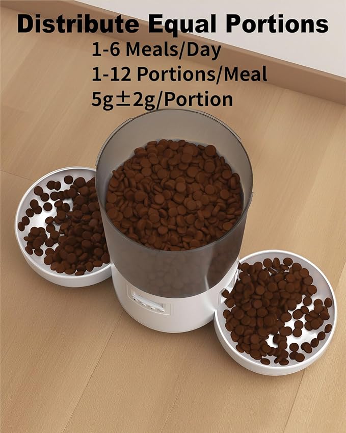 Automatic Cat Feeder for 2 Cats, Auto Dry Food Dispenser - Image 4