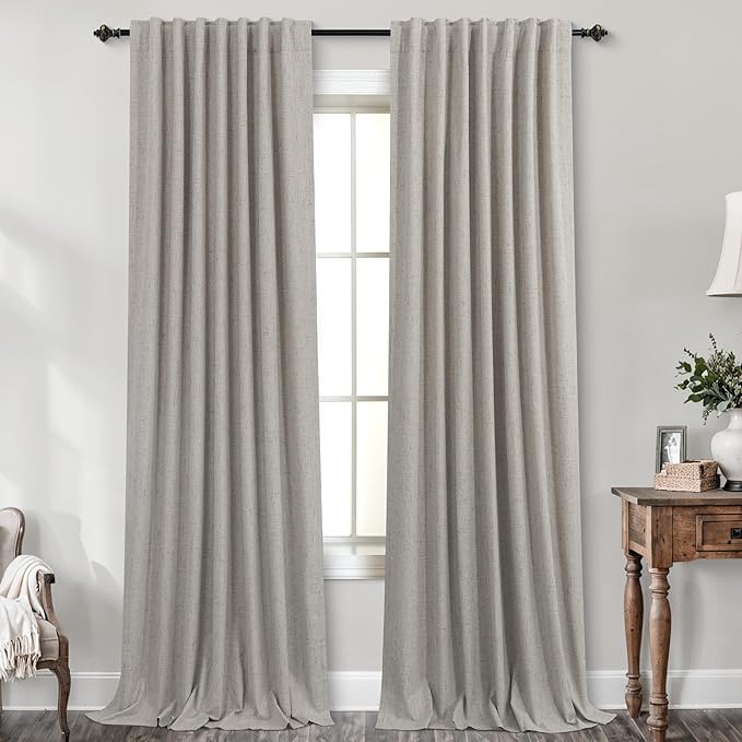 KOUFALL Stone Grey Blackout Curtains 90 Inches Long - Image 9