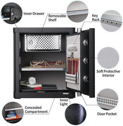 Deluxe Biometric Safe with Fireproof Waterproof Bag, 2.25 Cubic Feet Safe Box - Image 7