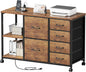 6 Drawer File Cabinet with Charging Station Rolling Printer Stand with Open by Maihail