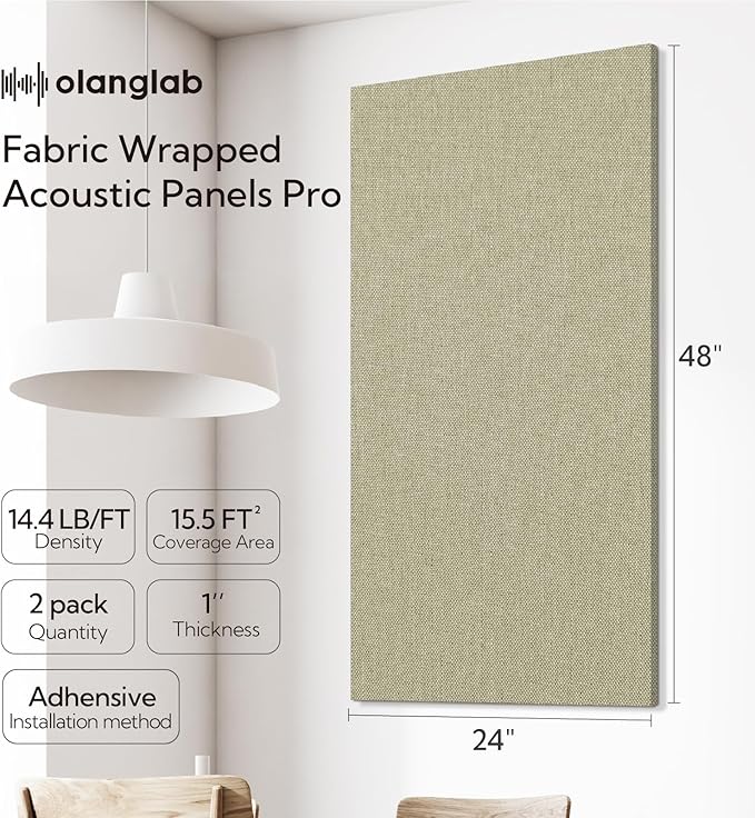 Olanglab Acoustic Panels 2 Pack, Fabric Wrapped Sound Proof Foam Panels - Image 2