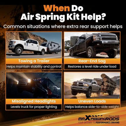 maxpeedingrods 5000 lbs air suspension bag kit for, front angle view