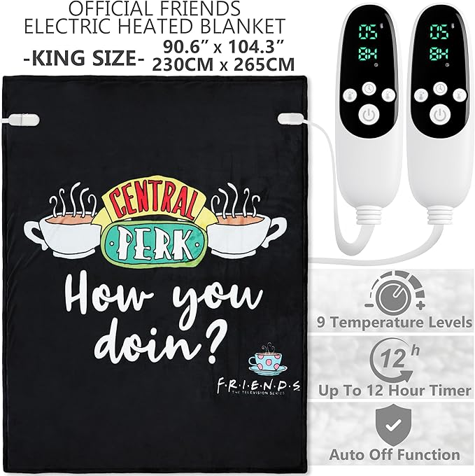 Friends TV Show Heated Blanket Electric, King Size Luxurious Fleece Weighted - Image 2