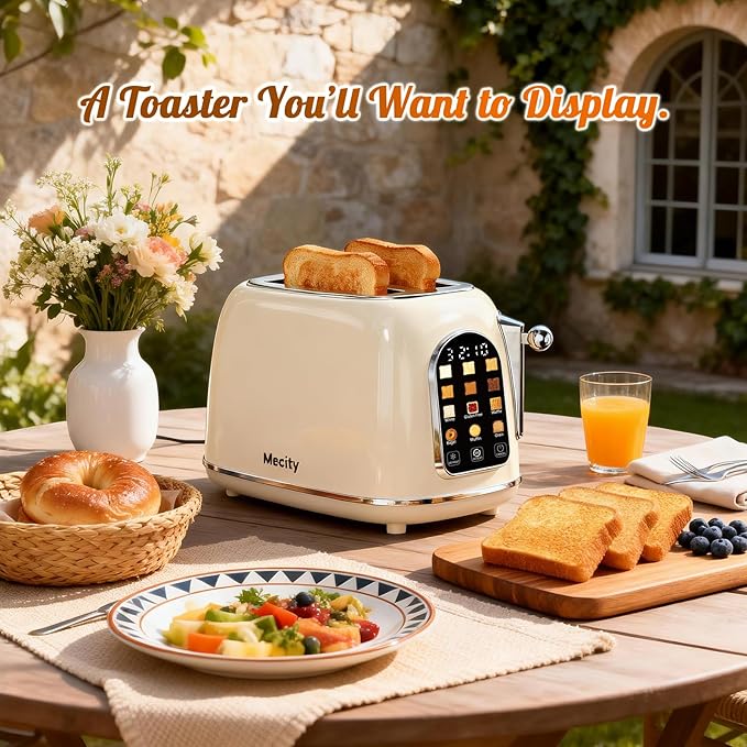 Mecity Toaster 2 Slice, Touch Screen Wide Slot Retro Toaster - Image 4