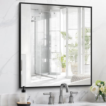 Black Bathroom Mirror for Wall, 30x36 Inch Rectangle - Image 9