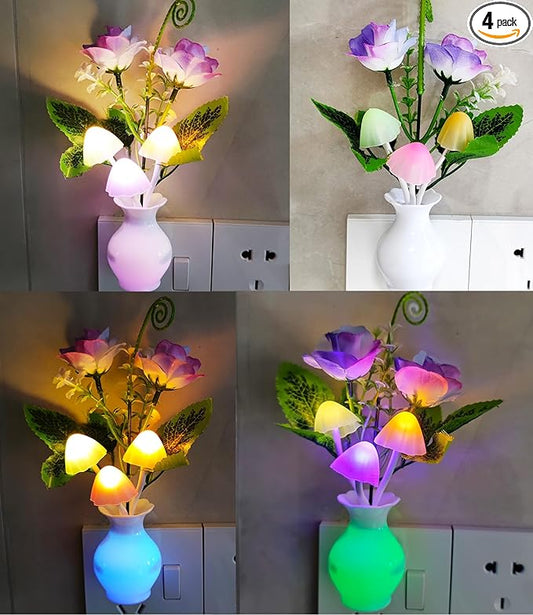 AUSAYE 4 Pack Plug in LED Night Light Sensor Rose Light, Energy Saving Lamp by AUSAYE