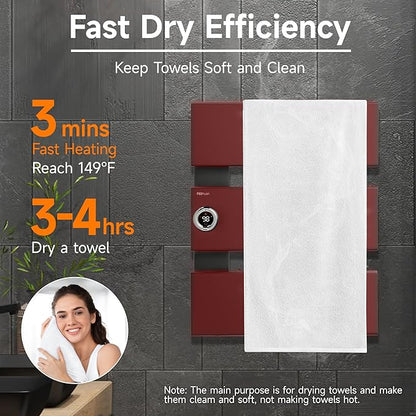 P&Bhusri Electric Heated Towel Rack, Fast Heating and Drying - Image 3