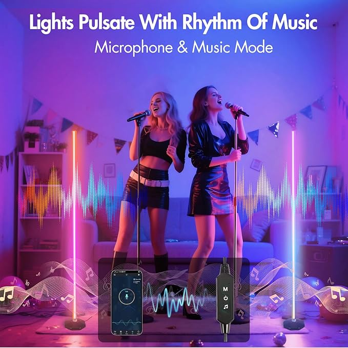 PTVGS LED RGB Corner Lamp: Smart RGB LED Corner Floor Lamp Adjustable Height - Image 5