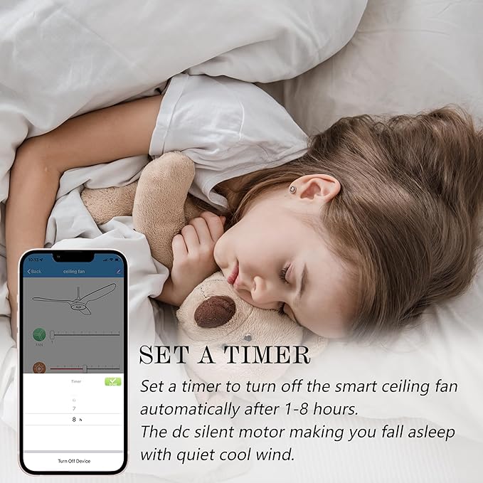 SMAAIR Smart Ceiling Fan with Light, 56inch Indoor and Outdoor ceiling fan with - Image 6