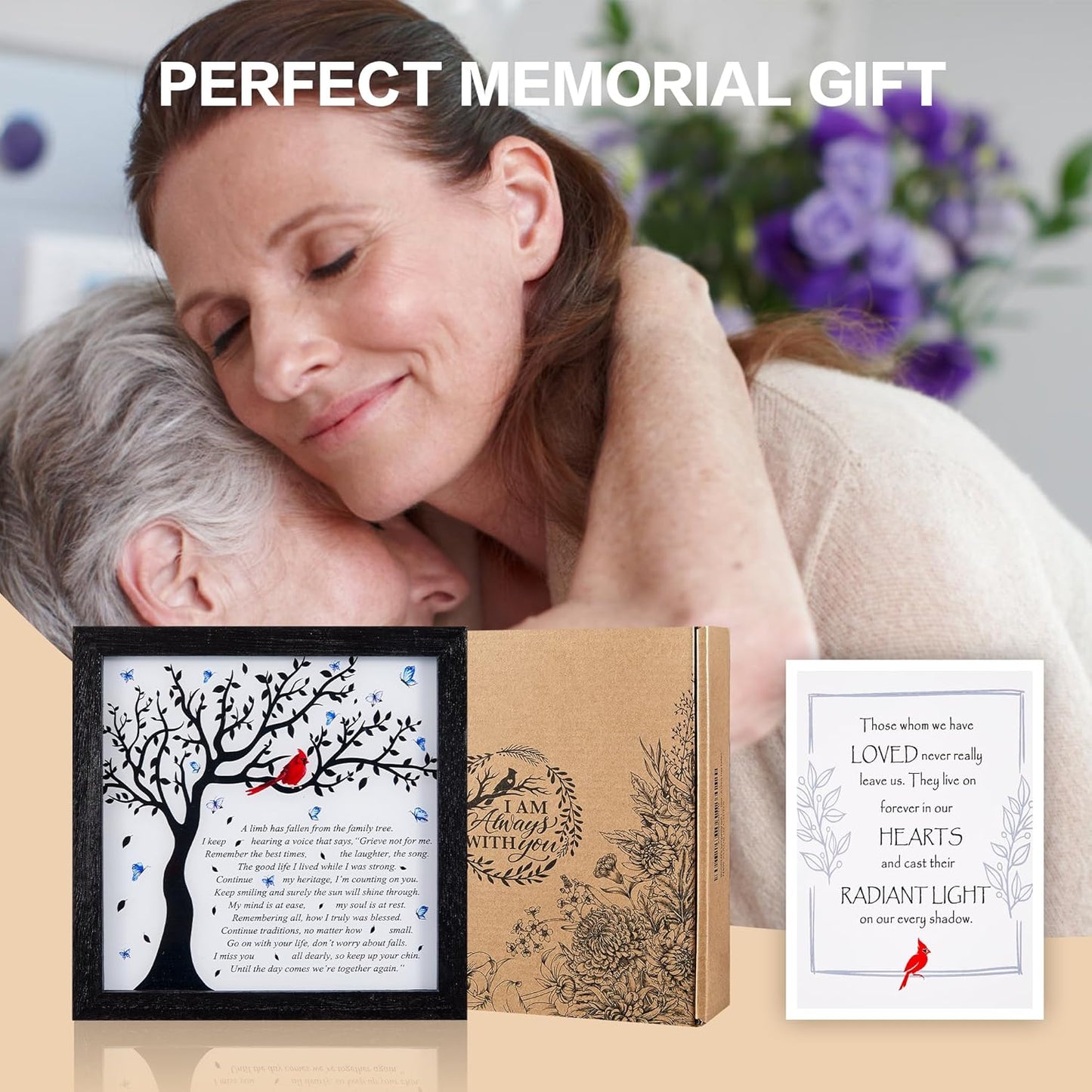 WOODEXPE Sympathy Gift LED Memorial Shadow Box 8"x8" Memorial Gifts for Loss of Loved One - A Limb Has Fallen from The Family Tree