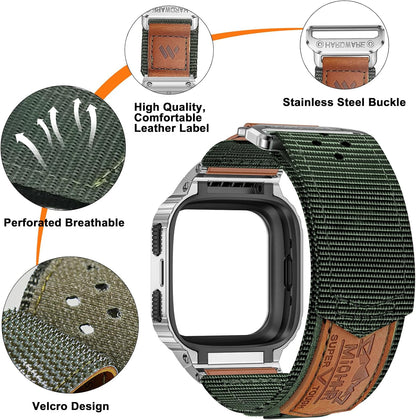 miohhr nylon bands with stainless steel case for, side view