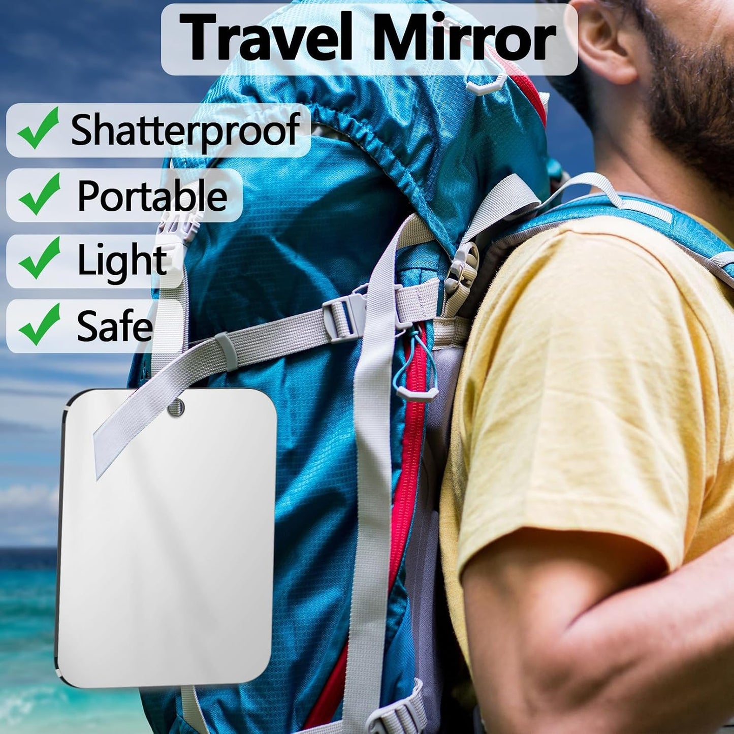 Shatterproof Shower Mirror for Shaving Mirror (Larger 10.7x8 Inch) Small Wall Hanging Camp Vanity Mirror,Unbreakable Makeup Travel Camping Mirrors,Men Fog Free Handheld,Outdoor(Not Anti Fog)