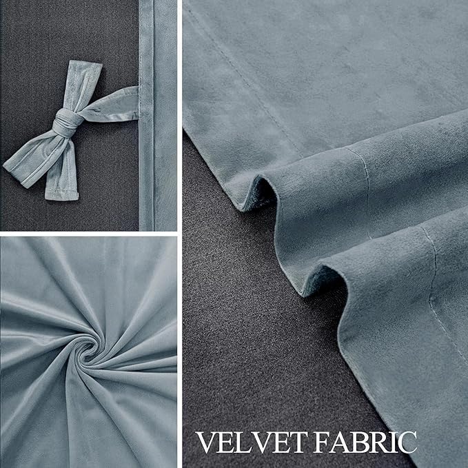 JIUZHEN Stone Blue Velvet Curtains - Image 7