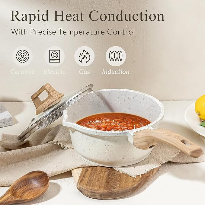 CAROTE 1.5Qt & 3.0Qt Sauce Pan Sets - Image 4