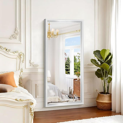 Silver Bathroom Mirror, 28x60 Inch Brushed Silver Rectangle Mirror - Image 3