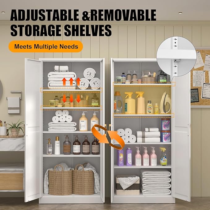 71" Tall Metal Storage Cabinet, Kitchen Pantry Storage Cabinets - Image 4