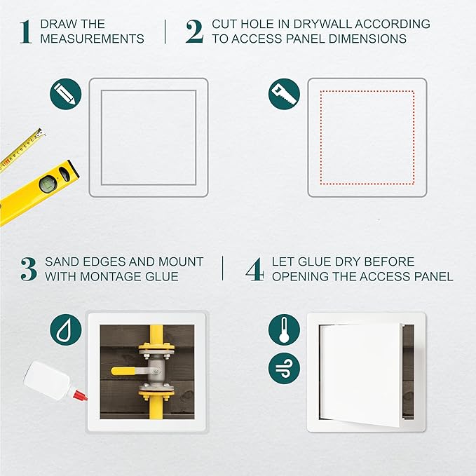 8" x 8" White Plastic Access Panel. Service Shaft Door Panel. Plumbing - Image 3