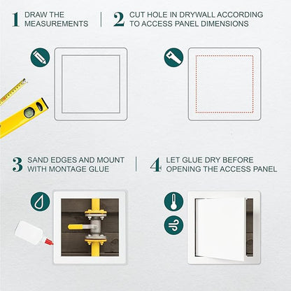 8" x 8" White Plastic Access Panel. Service Shaft Door Panel. Plumbing - Image 3