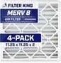 Filter King 11.25x11.25x2 Air Filter | 4-PACK | MERV 8 HVAC Pleated A/C Furnace by FilterKing