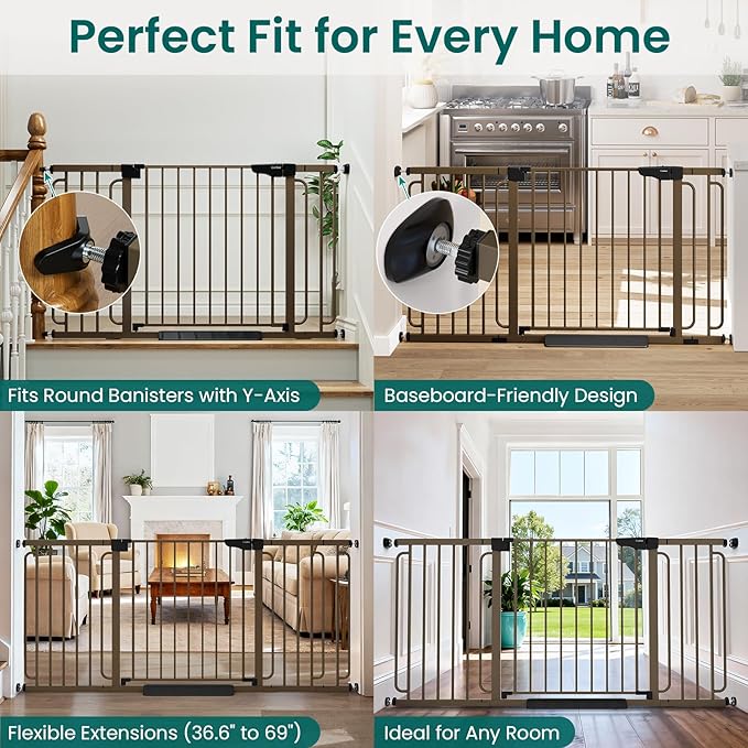 Cumbor Extra Wide Baby Gate, 36.6-69" Walk-Through Dog Gate - Image 6
