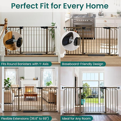 Cumbor Extra Wide Baby Gate, 36.6-69" Walk-Through Dog Gate - Image 6