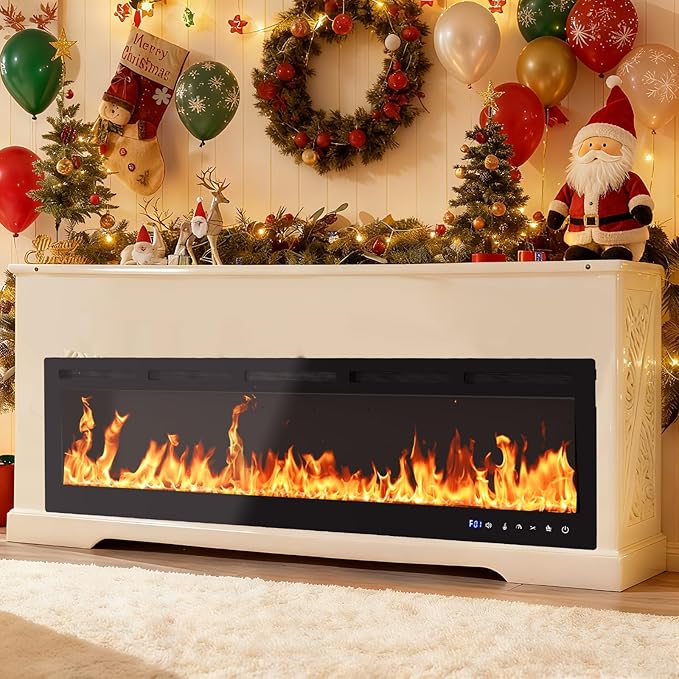 72" Smart Electric Fireplace Wall Mount, 1500w Heater - Image 9