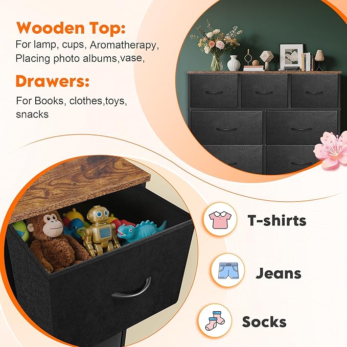 Dresser for Bedroom with 7 Drawers, Chest of Drawers, Storage Drawers Organizer - Image 7