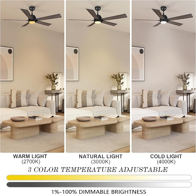 SMAAIR Smart Ceiling Fans with Lights and Remote, 60 Inch Low Profile Ceiling - Image 5