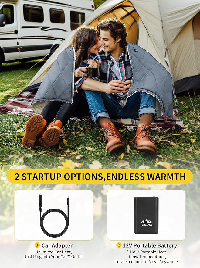 Heated Blanket Battery Operated, 12V Portable Wearable Heated Shawl Poncho - Image 4