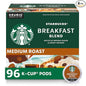 Starbucks K-Cup Coffee Pods, Medium Roast Hot or Iced Coffee, Breakfast Blend by StarbucksbyNespresso