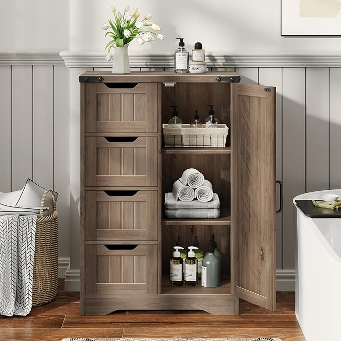 Vabches Farmhouse Bathroom Cabinet, Freestanding Storage Cabinet by Vabches