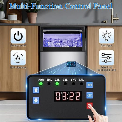 Commercial Gourmet Ice Maker Machine 150Lbs/24H, Stainless Steel Spray Drench - Image 6