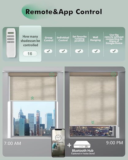 Yoolax Motorized Blinds with Remote, Light Filtering Remote Shades - Image 4