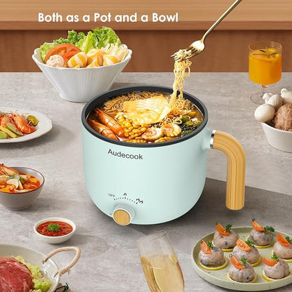 Audecook Hot Pot Electric with Steamer, 1.5L Portable Nonstick Mini Multicooker - Image 3