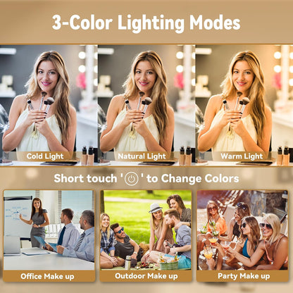 Hasipu Vanity Mirror with Lights 47" x 35", Makeup Mirror with Lights and Magnification, Hollywood Mirror with 3 Color Modes, LED Make up Mirror, Light up Mirror with USB & Type-C Charging