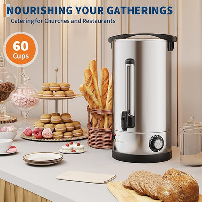 60 Cup Large Coffee Urn with Double Wall Insulation, 10L/2.6 Gallon Stainless - Image 8