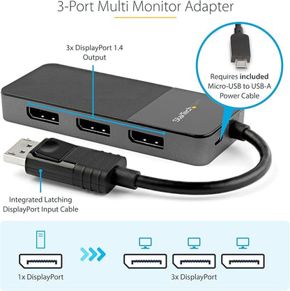 StarTech.com 3-Port DisplayPort 1.4 Splitter, DisplayPort to 3x DP - Image 3