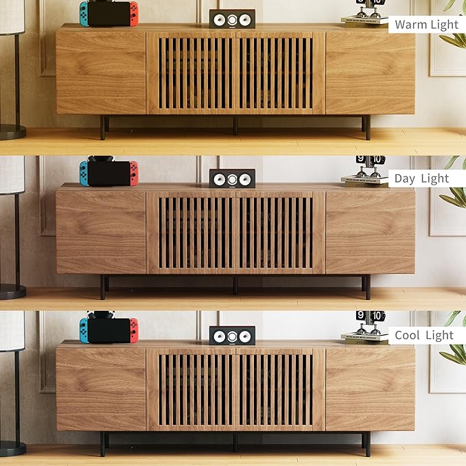 gaoyangjiaju 70.87" Mid Century Modern TV Stand, Walnut Media Console - Image 8